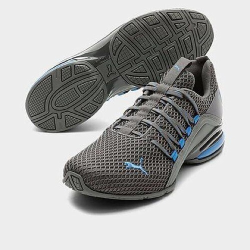 PUMA AXELION SPARK LOW TRAINERS SPORTS SNEAKERS MEN SHOES GREY/BLUE